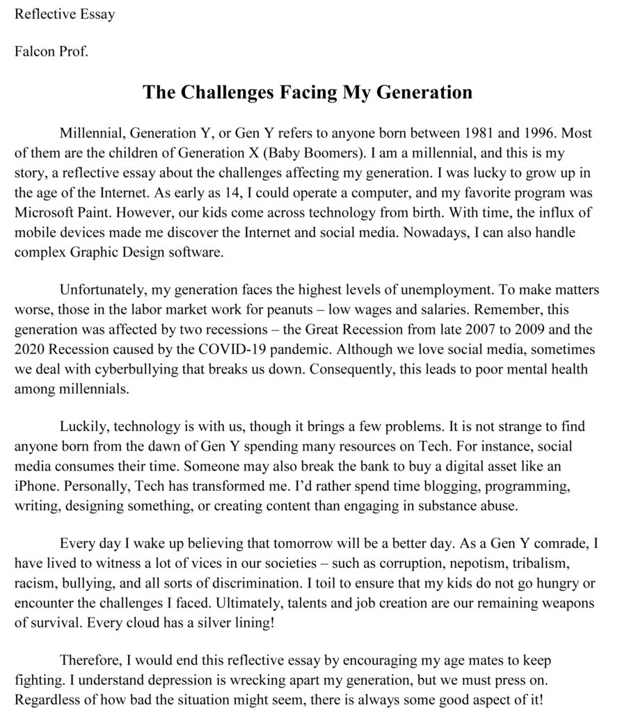 a reflective essay sample