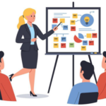 business presentation with a woman explaining concepts